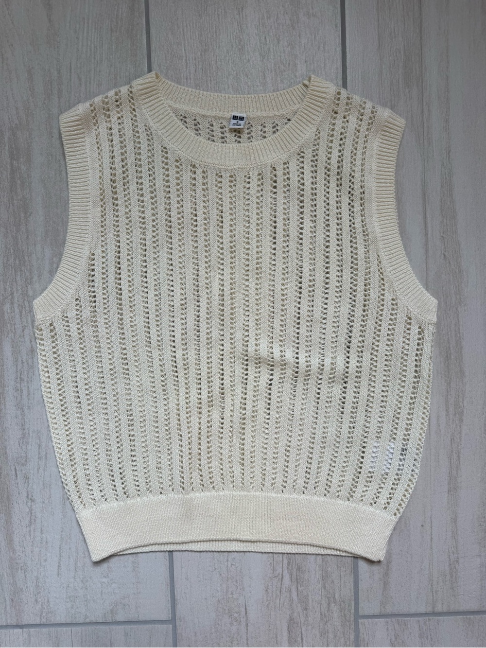Uniqlo Open-Knit Cream Sweater Vest
